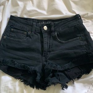 American eagle black ripped shorts